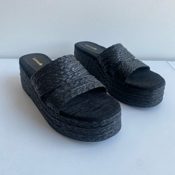 Larroude The Ash sandals handmade braided raffia in a flatform style Size 9 - Picture 4 of 13